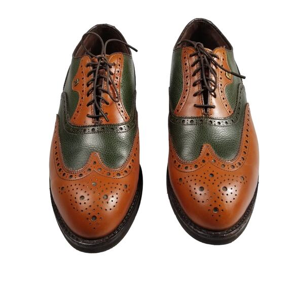 Footjoy  Vintage USA Leather Oxfords Wingtip Brogue Men Shoes Green Saddle   9 D main image 6